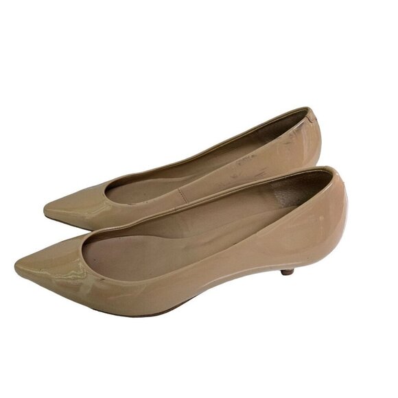 Talbots Sylvie Kitten Heel Pumps Beige Patent Leather Size 8M - Picture 1 of 9